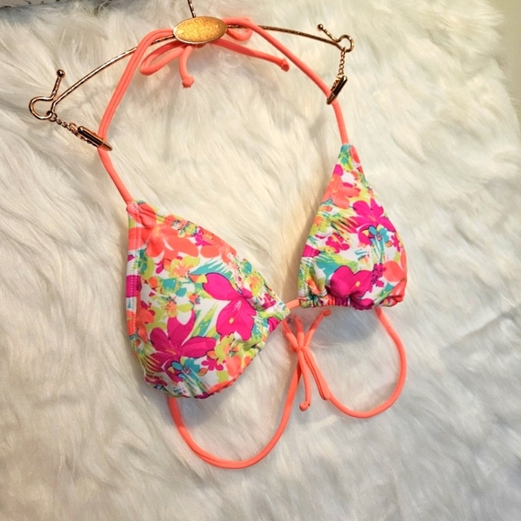 Boho Floral Print Classic String Bikini Top - Picture 1 of 4